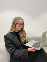 Round Blue Light Brille - Alm. Sort