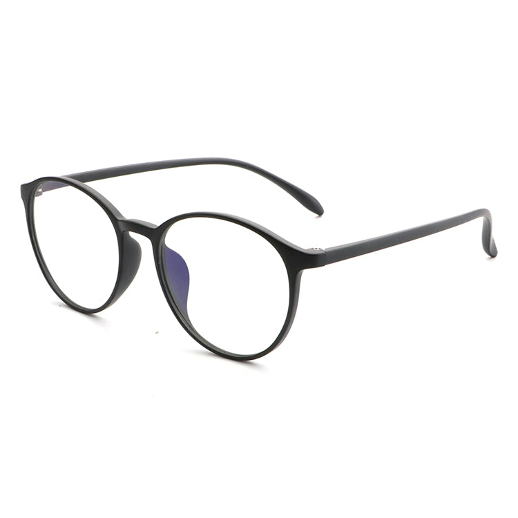 Round Blue Light Brille - Alm. Sort